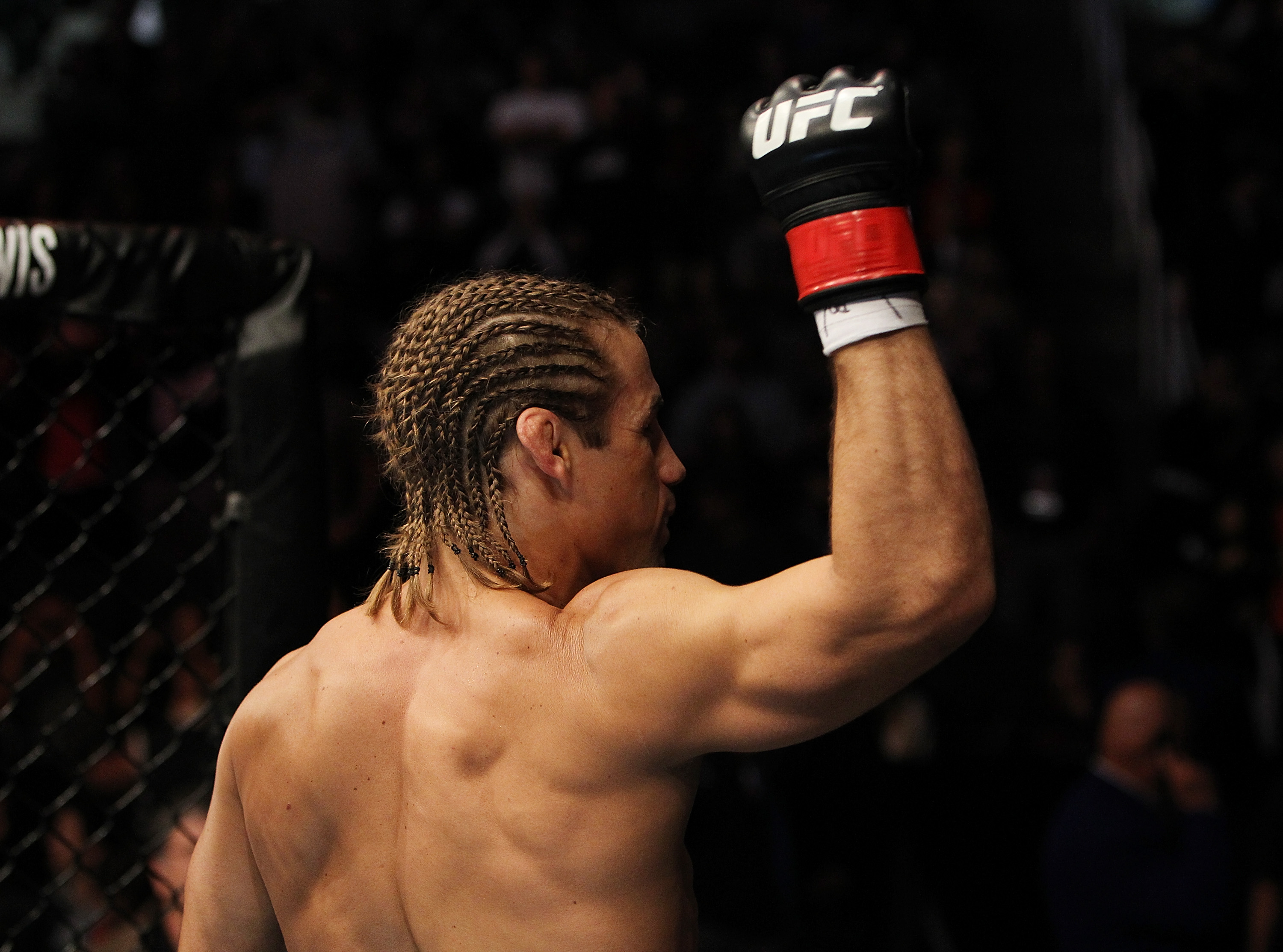 SAN JOSE, CA - NOVEMBER 19: Urijah Faber salutes the crowd before his UFC Bantamweight bout against Brian Bowles at the HP Pavillion on November 19, 2011 in San Jose, California. (Photo by Josh Hedges/Zuffa LLC/Zuffa LLC via Getty Images)