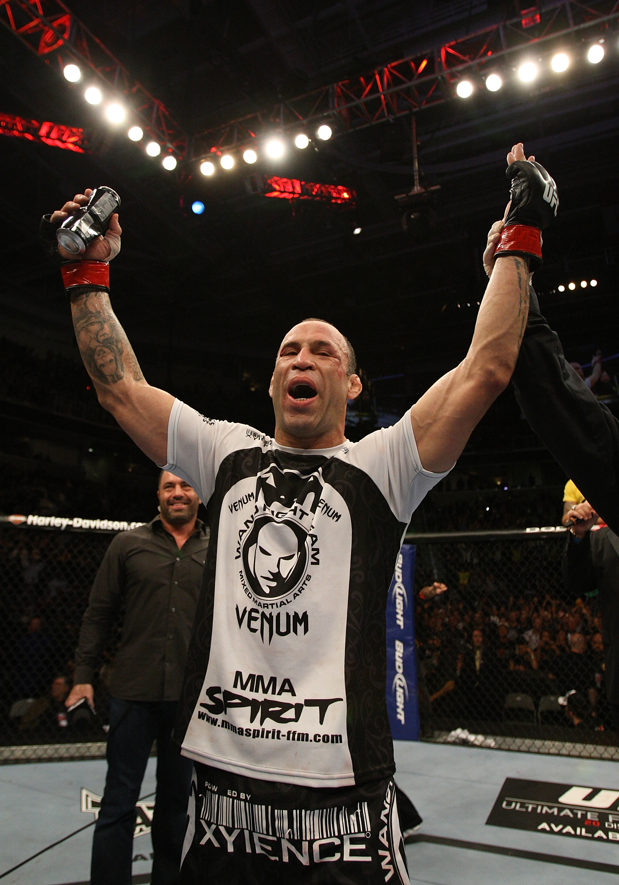 SAN JOSE, CA - NOVEMBER 19: Wanderlei Silva celebrates defeating Cung Le during an UFC Middleweight bout at the HP Pavillion on November 19, 2011 in San Jose, California. (Photo by Josh Hedges/Zuffa LLC/Zuffa LLC via Getty Images)