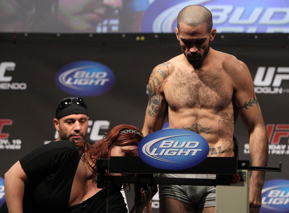SAN JOSE, CA - NOVEMBER 18: Matt Brown weighs in during the UFC 139 Weigh In at the HP Pavilion on November 18, 2011 in San Jose, California. (Photo by Josh Hedges/Zuffa LLC/Zuffa LLC via Getty Images)
