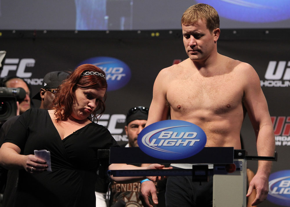SAN JOSE, CA - NOVEMBER 18: Jason Brilz weighs in during the UFC 139 Weigh In at the HP Pavilion on November 18, 2011 in San Jose, California. (Photo by Josh Hedges/Zuffa LLC/Zuffa LLC via Getty Images)