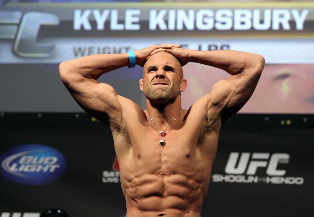 SAN JOSE, CA - NOVEMBER 18:  Kyle Kingsbury weighs in during the UFC 139 Weigh In at the HP Pavilion on November 18, 2011 in San Jose, California.  (Photo by Josh Hedges/Zuffa LLC/Zuffa LLC via Getty Images)