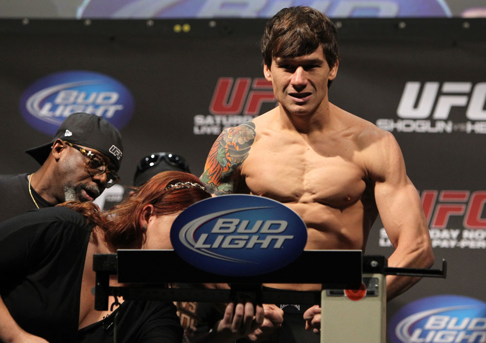 SAN JOSE, CA - NOVEMBER 18: Brian Bowles weighs in during the UFC 139 Weigh In at the HP Pavilion on November 18, 2011 in San Jose, California. (Photo by Josh Hedges/Zuffa LLC/Zuffa LLC via Getty Images)