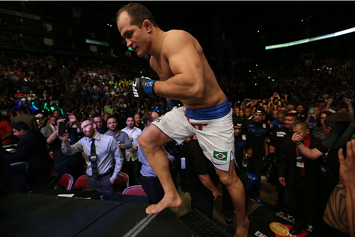 HOUSTON, TEXAS - OCTOBER 19:  Junior Dos Santos enters the Octagon before facing Cain Velasquez in their UFC heavyweight championship bout at the Toyota Center on October 19, 2013 in Houston, Texas. (Photo by Nick Laham/Zuffa LLC/Zuffa LLC via Getty Images)