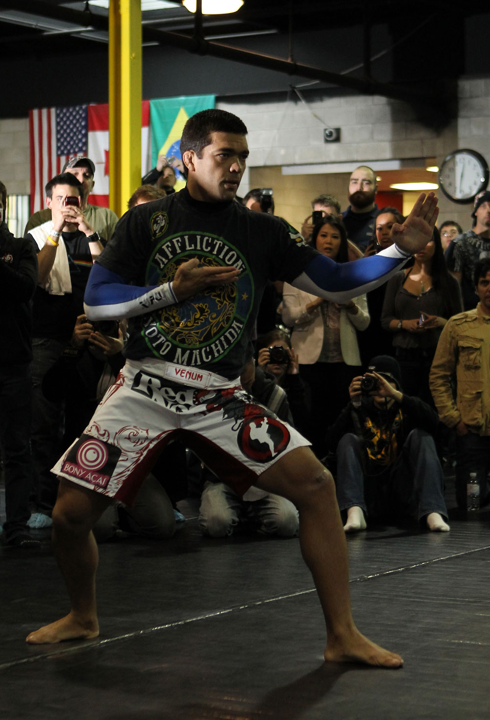 TORONTO, ON - DECEMBER 07:  Lyoto Machida works out for the fans and media during the UFC 140 Open Workouts at the Xtreme Couture Gym on December 7, 2011 in Toronto, Ontario.  (Photo by Josh Hedges/Zuffa LLC/Zuffa LLC via Getty Images)