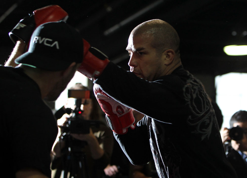 TORONTO, ON - DECEMBER 07:  Tito Ortiz works out for the fans and media during the UFC 140 Open Workouts at the Xtreme Couture Gym on December 7, 2011 in Toronto, Ontario.  (Photo by Josh Hedges/Zuffa LLC/Zuffa LLC via Getty Images)