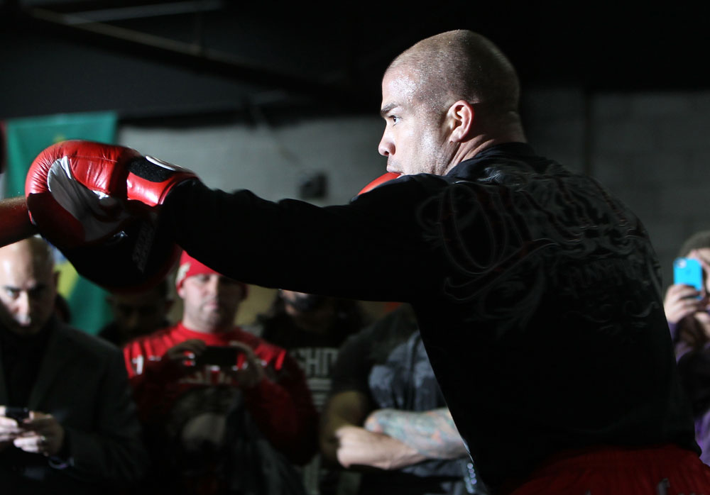 TORONTO, ON - DECEMBER 07:  Tito Ortiz works out for the fans and media during the UFC 140 Open Workouts at the Xtreme Couture Gym on December 7, 2011 in Toronto, Ontario.  (Photo by Josh Hedges/Zuffa LLC/Zuffa LLC via Getty Images)