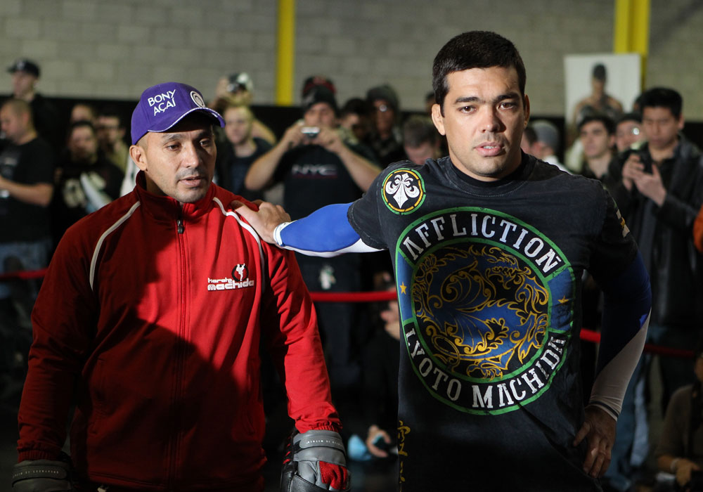 TORONTO, ON - DECEMBER 07:  Lyoto Machida works out for the fans and media during the UFC 140 Open Workouts at the Xtreme Couture Gym on December 7, 2011 in Toronto, Ontario.  (Photo by Josh Hedges/Zuffa LLC/Zuffa LLC via Getty Images)