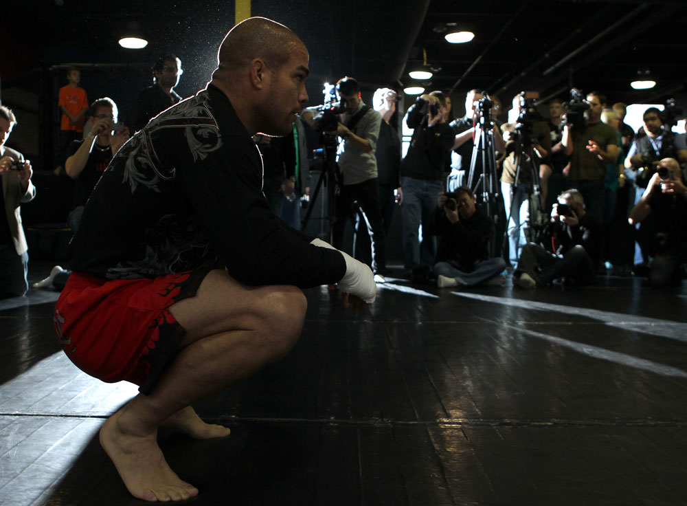 TORONTO, ON - DECEMBER 07:  Tito Ortiz works out for the fans and media during the UFC 140 Open Workouts at the Xtreme Couture Gym on December 7, 2011 in Toronto, Ontario.  (Photo by Josh Hedges/Zuffa LLC/Zuffa LLC via Getty Images)