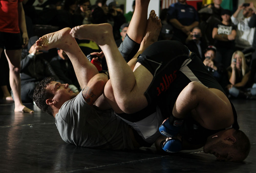 TORONTO, ON - DECEMBER 07:  Frank Mir works out for the fans and media during the UFC 140 Open Workouts at the Xtreme Couture Gym on December 7, 2011 in Toronto, Ontario.  (Photo by Josh Hedges/Zuffa LLC/Zuffa LLC via Getty Images)