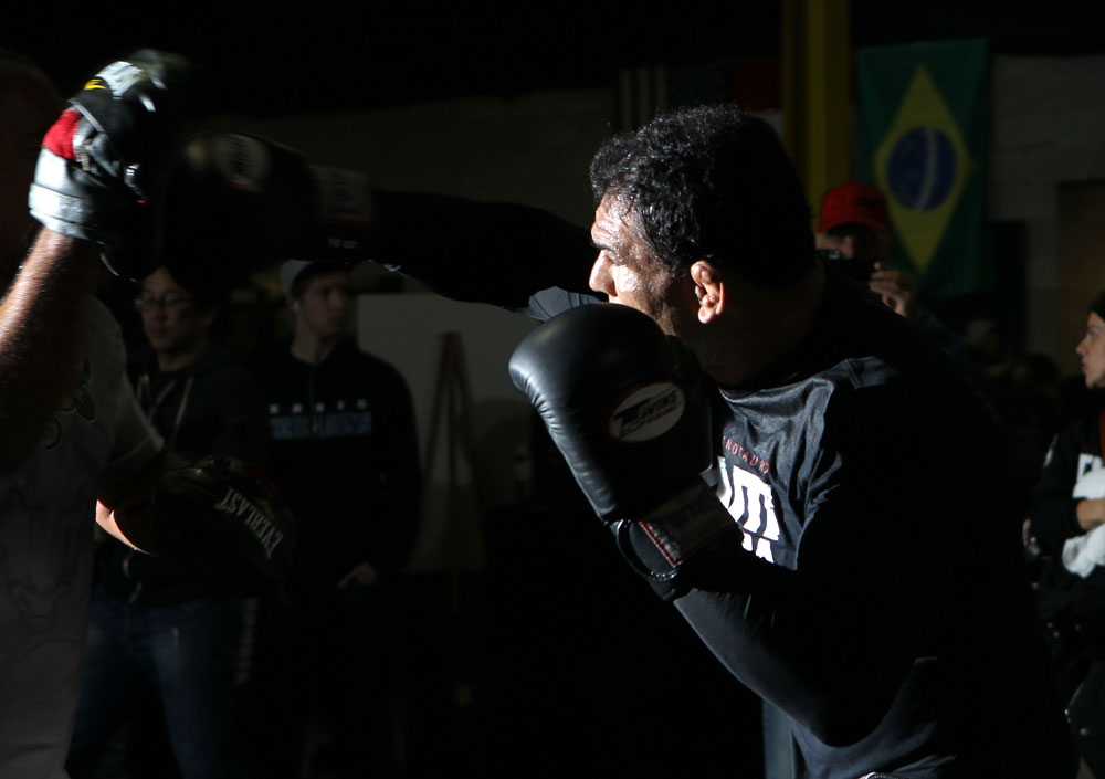 TORONTO, ON - DECEMBER 07:  Antonio Rodrigo "Minotauro" Nogueira works out for the fans and media during the UFC 140 Open Workouts at the Xtreme Couture Gym on December 7, 2011 in Toronto, Ontario.  (Photo by Josh Hedges/Zuffa LLC/Zuffa LLC via Getty Images)