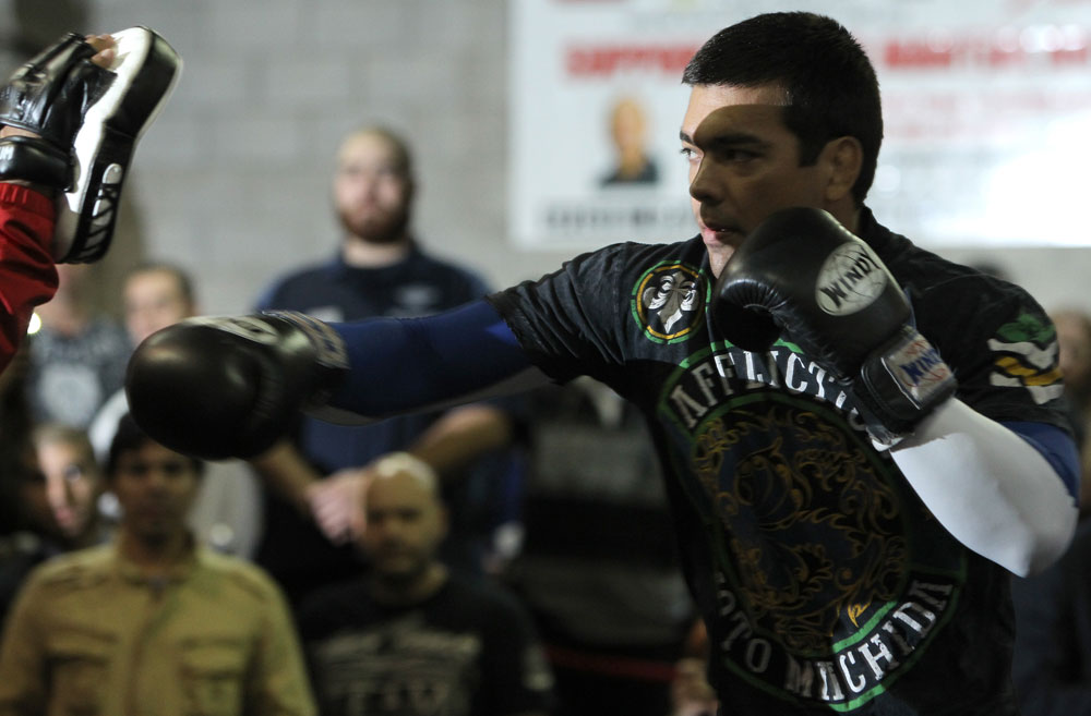 TORONTO, ON - DECEMBER 07:  Lyoto Machida works out for the fans and media during the2 UFC 140 Open Workouts at the Xtreme Couture Gym on December 7, 2011 in Toronto, Ontario.  (Photo by Josh Hedges/Zuffa LLC/Zuffa LLC via Getty Images)