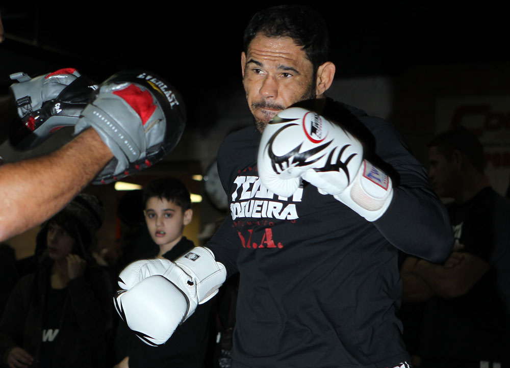 TORONTO, ON - DECEMBER 07:  Antonio Rogerio "Minotoro" Nogueira works out for the fans and media during the UFC 140 Open Workouts at the Xtreme Couture Gym on December 7, 2011 in Toronto, Ontario.  (Photo by Josh Hedges/Zuffa LLC/Zuffa LLC via Getty Images)