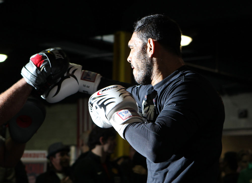 TORONTO, ON - DECEMBER 07:  Antonio Rogerio "Minotoro" Nogueira works out for the fans and media during the UFC 140 Open Workouts at the Xtreme Couture Gym on December 7, 2011 in Toronto, Ontario.  (Photo by Josh Hedges/Zuffa LLC/Zuffa LLC via Getty Images)