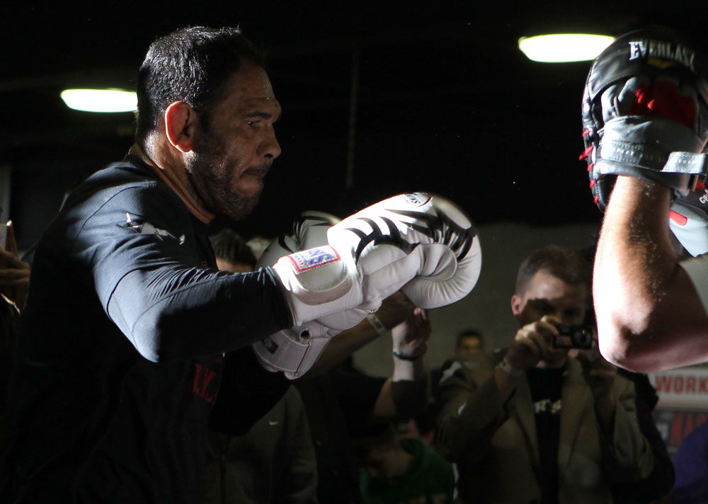 TORONTO, ON - DECEMBER 07:  Antonio Rogerio "Minotoro" Nogueira works out for the fans and media during the UFC 140 Open Workouts at the Xtreme Couture Gym on December 7, 2011 in Toronto, Ontario.  (Photo by Josh Hedges/Zuffa LLC/Zuffa LLC via Getty Images)