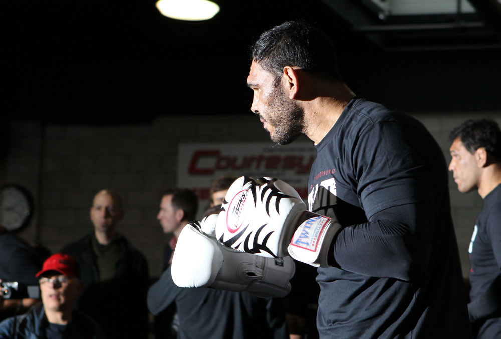 TORONTO, ON - DECEMBER 07:  Antonio Rogerio "Minotoro" Nogueira works out for the fans and media during the UFC 140 Open Workouts at the Xtreme Couture Gym on December 7, 2011 in Toronto, Ontario.  (Photo by Josh Hedges/Zuffa LLC/Zuffa LLC via Getty Images)
