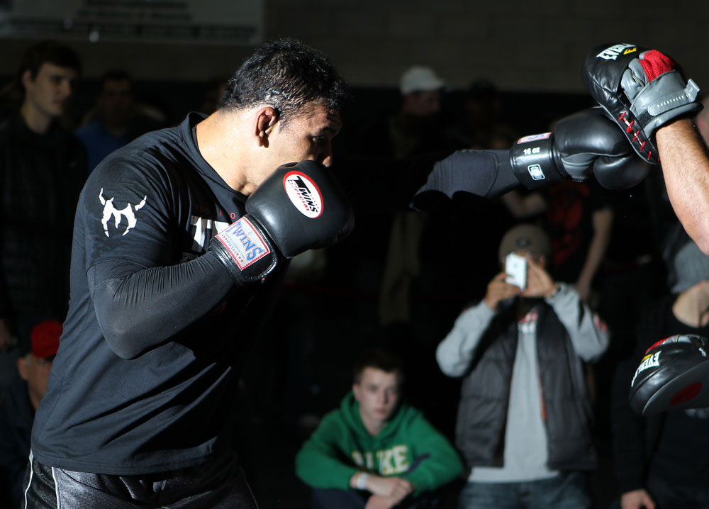 TORONTO, ON - DECEMBER 07:  Antonio Rodrigo "Minotauro" Nogueira works out for the fans and media during the UFC 140 Open Workouts at the Xtreme Couture Gym on December 7, 2011 in Toronto, Ontario.  (Photo by Josh Hedges/Zuffa LLC/Zuffa LLC via Getty Images)