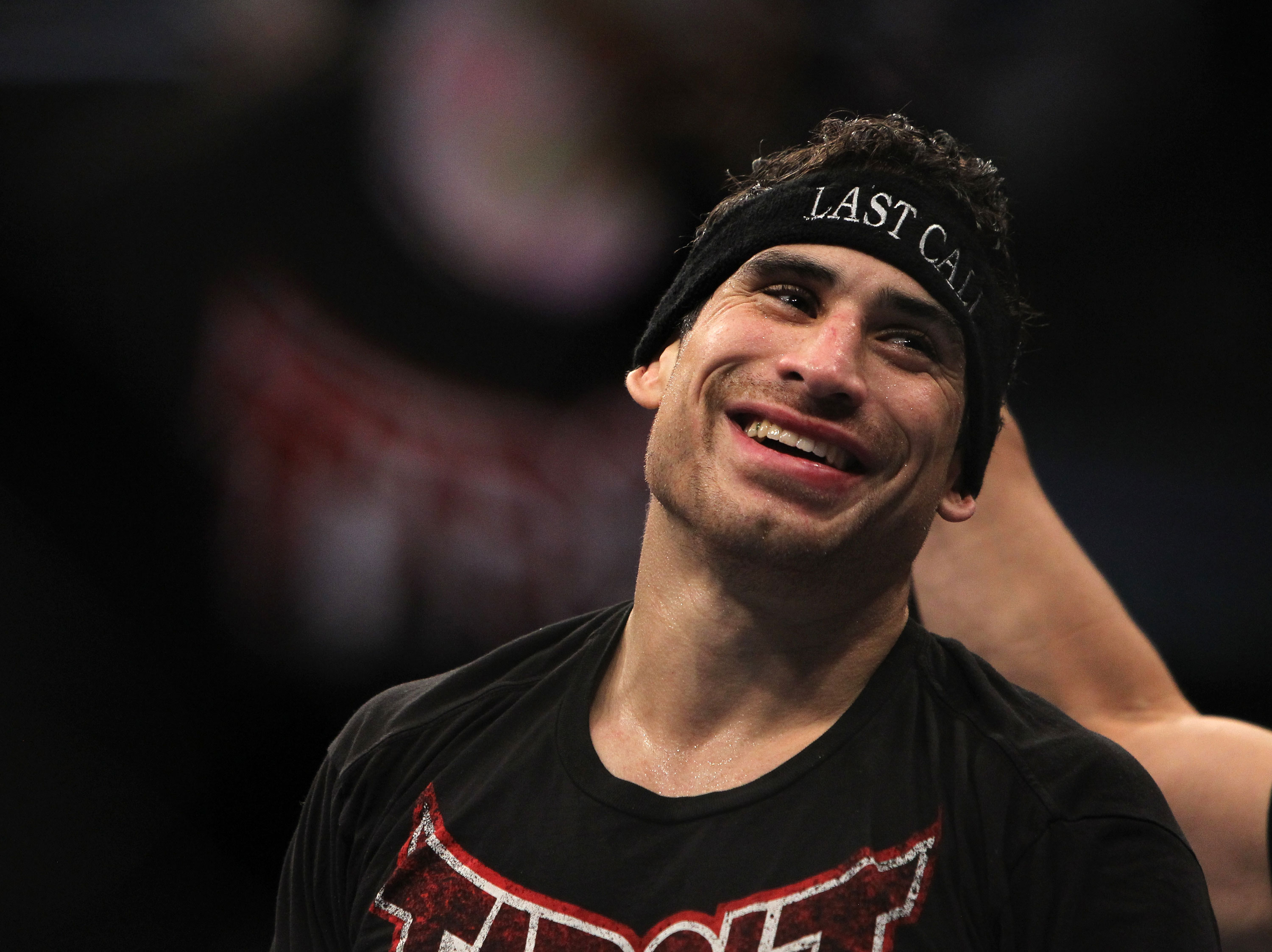 LAS VEGAS, NV - DECEMBER 30: Danny Castillo reacts to his win over Anthony Njokuani during the UFC 141 event at the MGM Grand Garden Arena on December 30, 2011 in Las Vegas, Nevada. (Photo by Josh Hedges/Zuffa LLC/Zuffa LLC via Getty Images) *** Local Caption *** Danny Castillo