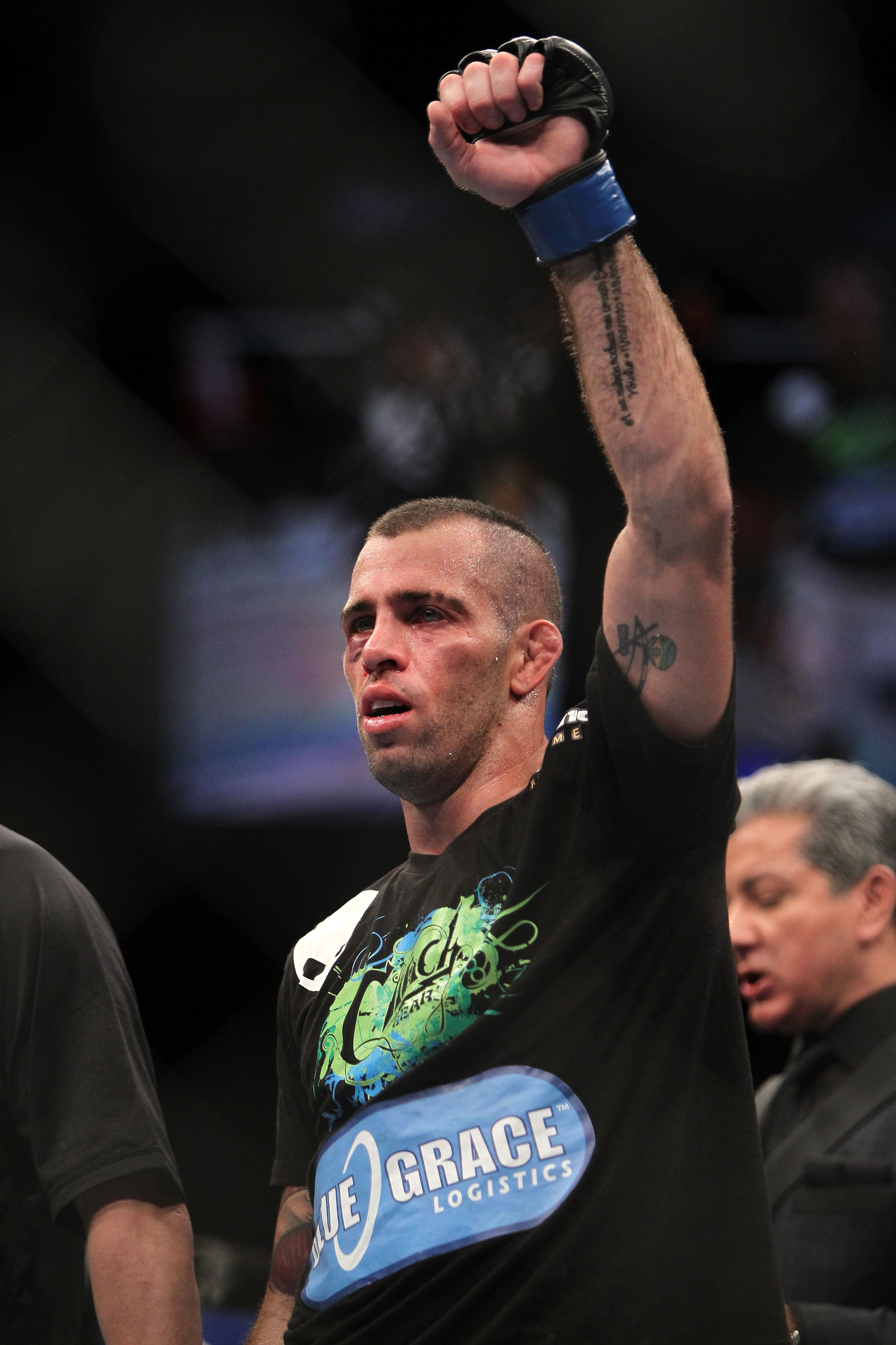 LAS VEGAS, NV - DECEMBER 30: Junior Assuncao anticipates the decision in his fight against Ross Pearson during the UFC 141 event at the MGM Grand Garden Arena on December 30, 2011 in Las Vegas, Nevada. (Photo by Josh Hedges/Zuffa LLC/Zuffa LLC via Getty Images) *** Local Caption *** Junior Assuncao