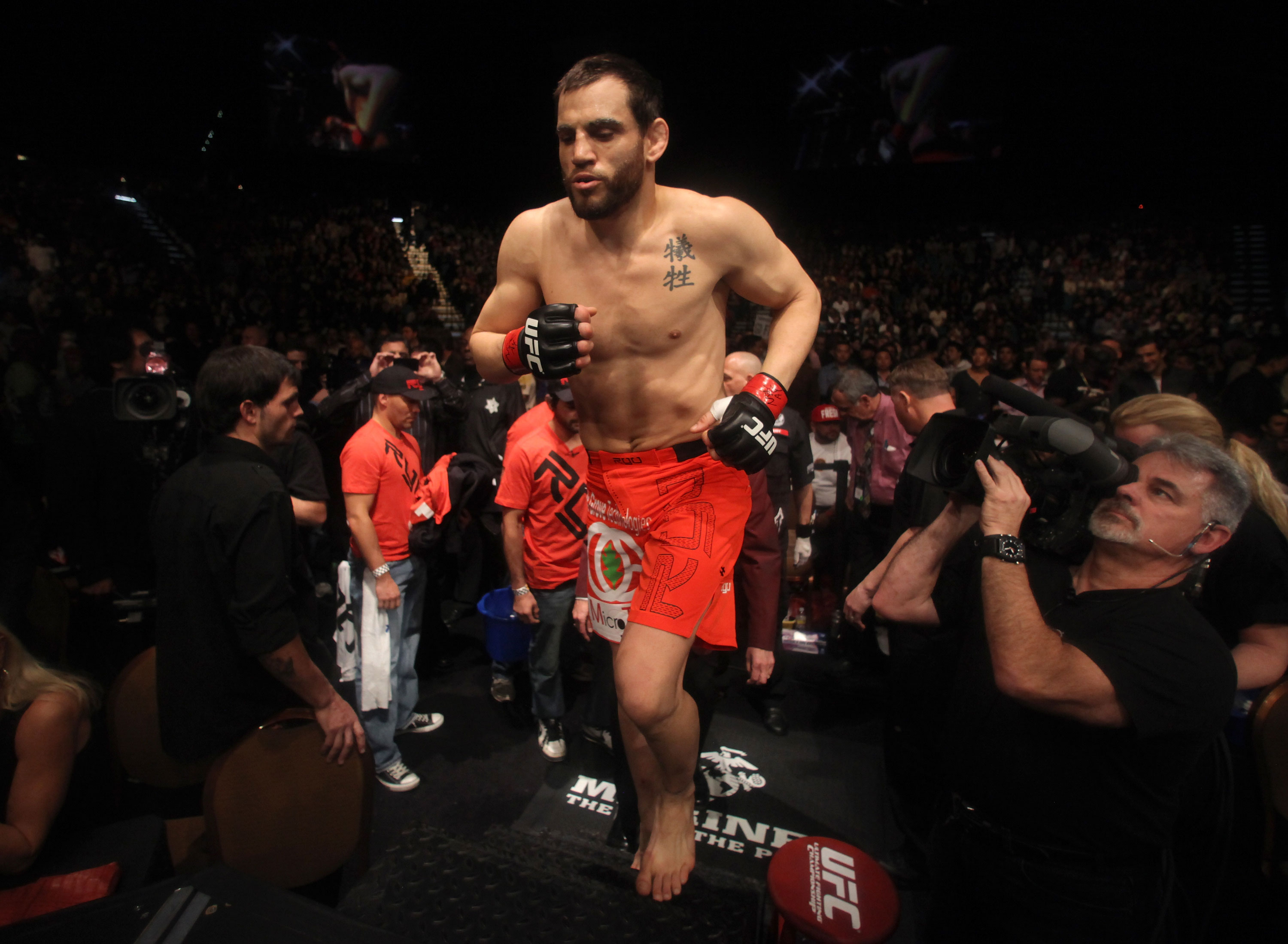 LAS VEGAS, NV - DECEMBER 30: Jon Fitch enters the Octagon for his fight against Johny Hendricks during the UFC 141 event at the MGM Grand Garden Arena on December 30, 2011 in Las Vegas, Nevada. (Photo by Donald Miralle/Zuffa LLC/Zuffa LLC via Getty Images) *** Local Caption *** Jon Fitch