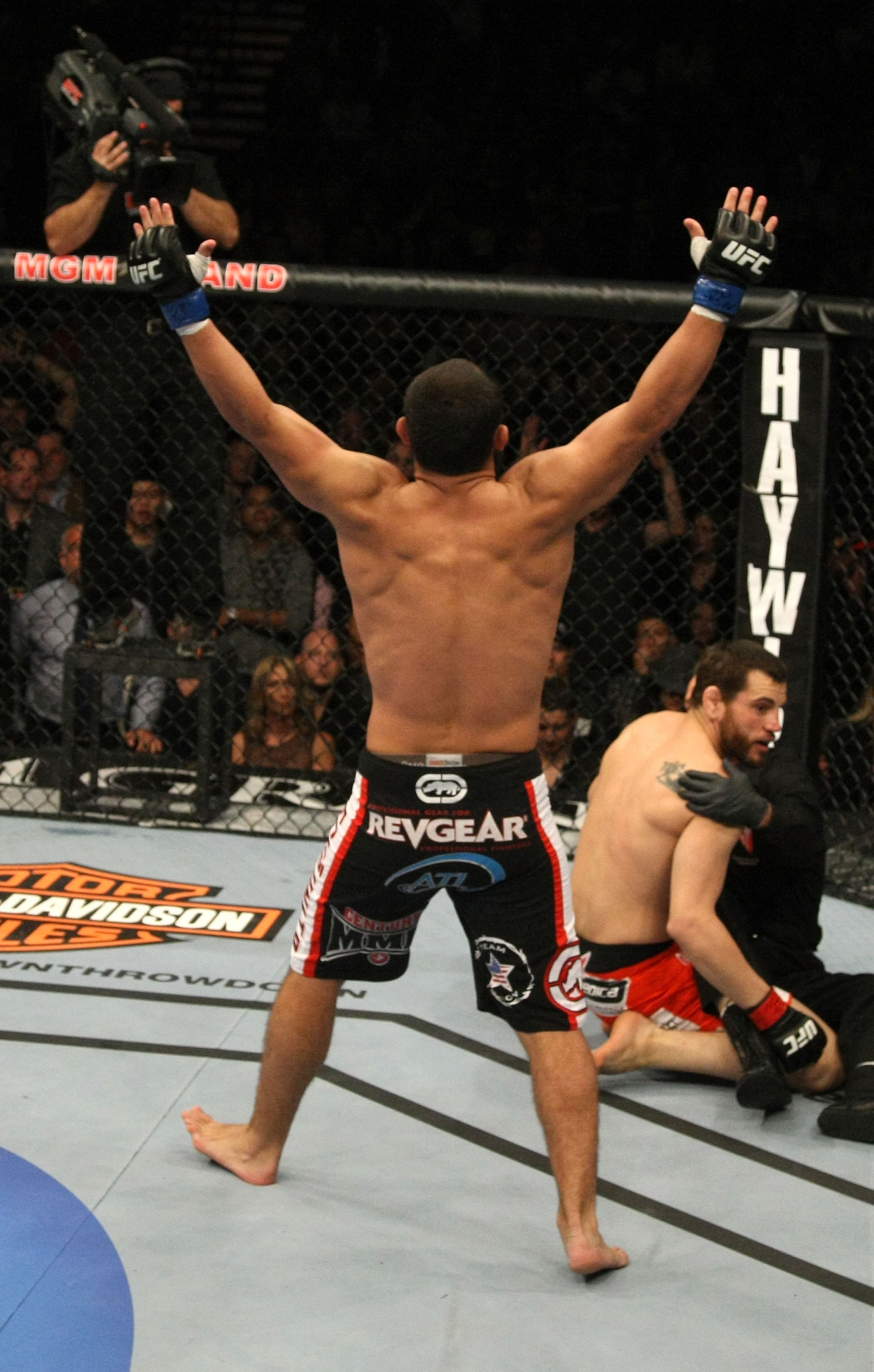 LAS VEGAS, NV - DECEMBER 30: Johny Hendricks celebrates his knockout victory against Jon Fitch during the UFC 141 event at the MGM Grand Garden Arena on December 30, 2011 in Las Vegas, Nevada. (Photo by Donald Miralle/Zuffa LLC/Zuffa LLC via Getty Images) *** Local Caption *** Johny Hendricks