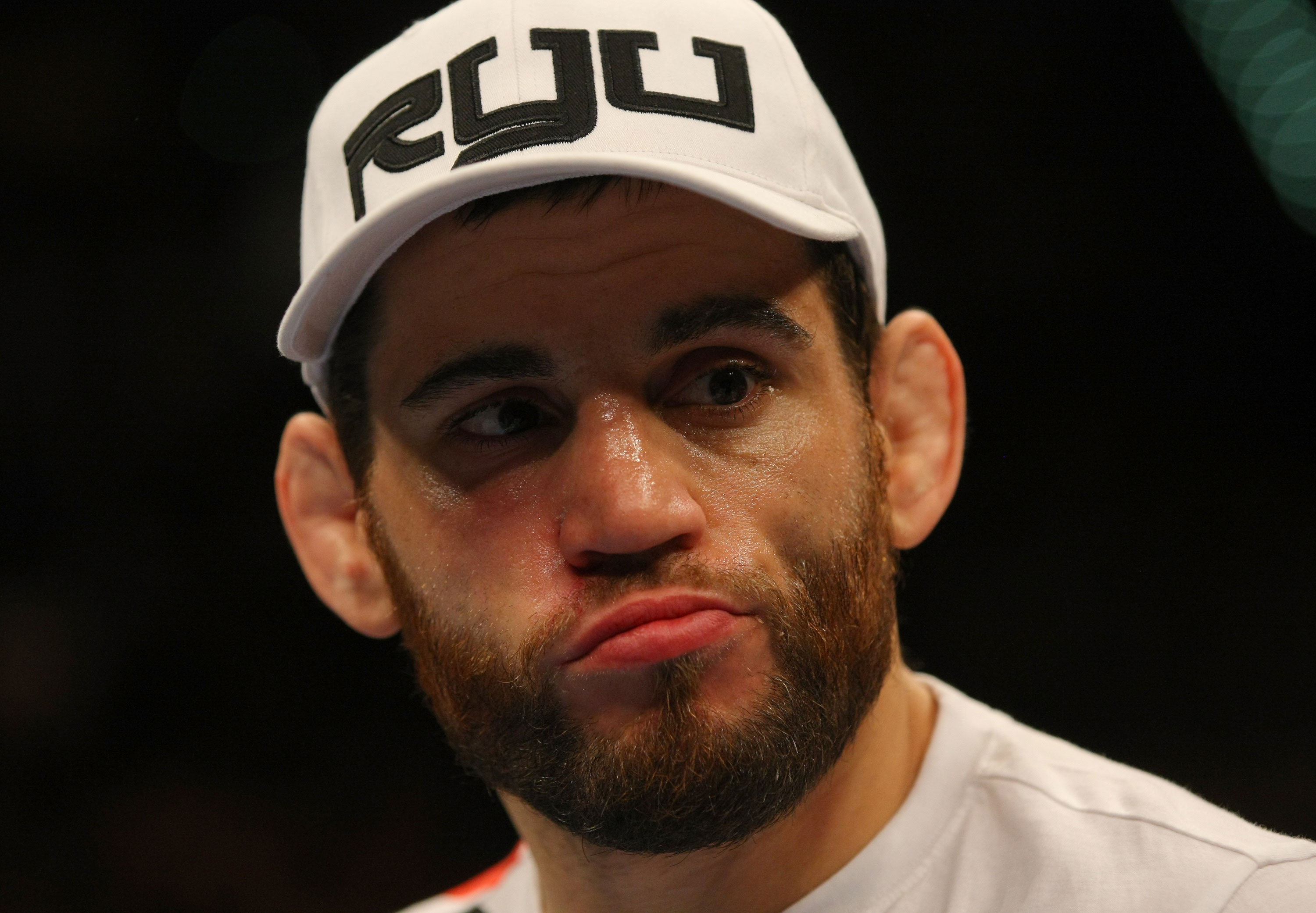 LAS VEGAS, NV - DECEMBER 30: Jon Fitch reacts to his loss against Johny Hendricks during the UFC 141 event at the MGM Grand Garden Arena on December 30, 2011 in Las Vegas, Nevada. (Photo by Donald Miralle/Zuffa LLC/Zuffa LLC via Getty Images) *** Local Caption *** Jon Fitch
