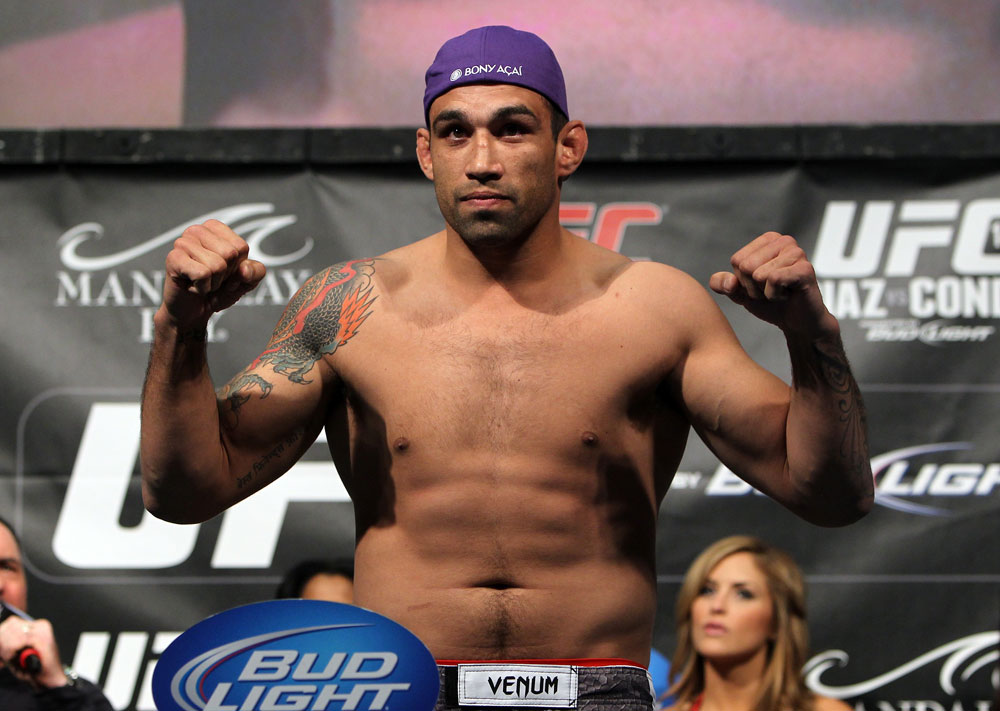 LAS VEGAS, NV - FEBRUARY 03: Fabricio Werdum weighs in during the UFC 143 official weigh in at Mandalay Bay Events Center on February 3, 2012 in Las Vegas, Nevada.|2:55:8 (Photo by Josh Hedges/Zuffa LLC/Zuffa LLC via Getty Images) *** Local Caption *** Fabricio Werdum