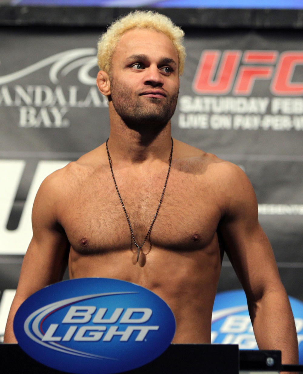 LAS VEGAS, NV - FEBRUARY 03: Josh Koscheck weighs in during the UFC 143 official weigh in at Mandalay Bay Events Center on February 3, 2012 in Las Vegas, Nevada.|2:55:8 (Photo by Josh Hedges/Zuffa LLC/Zuffa LLC via Getty Images) *** Local Caption *** Josh Koscheck