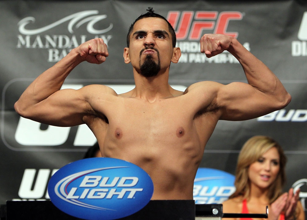 LAS VEGAS, NV - FEBRUARY 03: Edwin Figueroa weighs in during the UFC 143 official weigh in at Mandalay Bay Events Center on February 3, 2012 in Las Vegas, Nevada. (Photo by Josh Hedges/Zuffa LLC/Zuffa LLC via Getty Images) *** Local Caption *** Edwin Figueroa