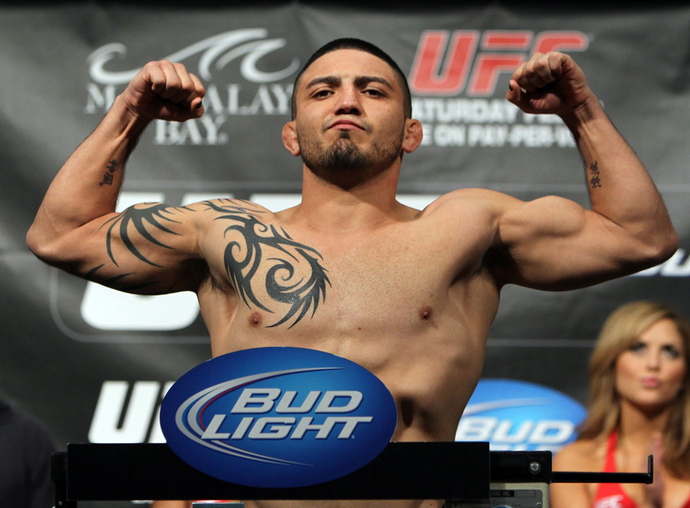 LAS VEGAS, NV - FEBRUARY 03: Henry Martinez weighs in during the UFC 143 official weigh in at Mandalay Bay Events Center on February 3, 2012 in Las Vegas, Nevada.|2:55:8 (Photo by Josh Hedges/Zuffa LLC/Zuffa LLC via Getty Images) *** Local Caption *** Henry Martinez