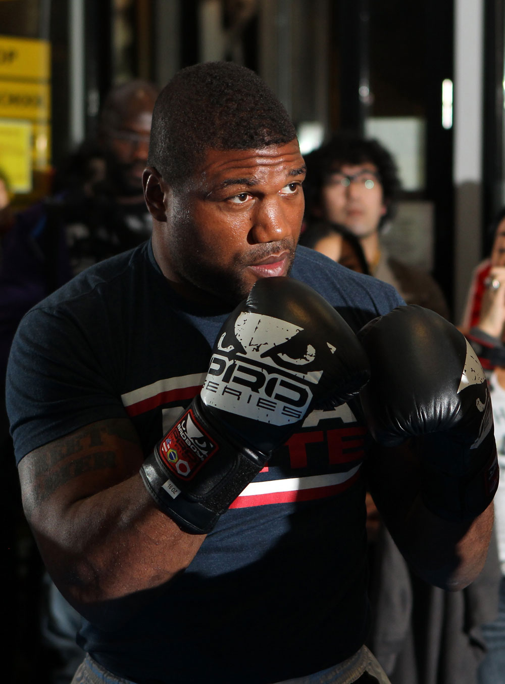 TOKYO, JAPAN - FEBRUARY 22: Quinton "Rampage" Jackson works out for the media during the UFC 144 open workouts at Gold's Gym on February 22, 2012 in Tokyo, Japan. (Photo by Josh Hedges/Zuffa LLC/Zuffa LLC via Getty Images) *** Local Caption *** Quinton Jackson
