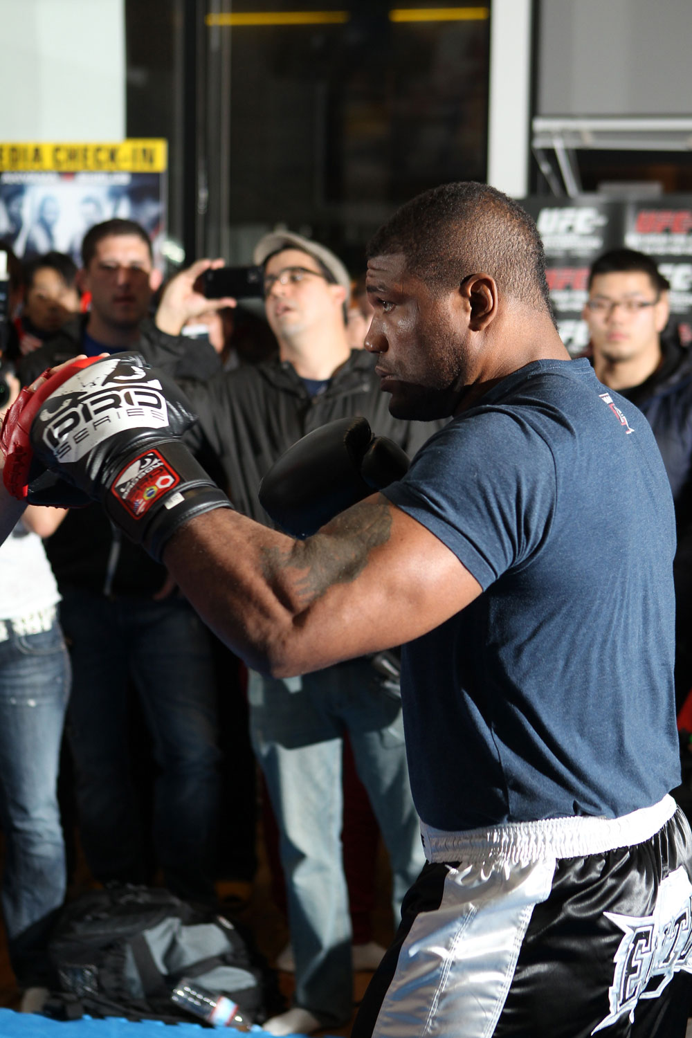 TOKYO, JAPAN - FEBRUARY 22: Quinton "Rampage" Jackson works out for the media during the UFC 144 open workouts at Gold's Gym on February 22, 2012 in Tokyo, Japan. (Photo by Josh Hedges/Zuffa LLC/Zuffa LLC via Getty Images) *** Local Caption *** Quinton Jackson