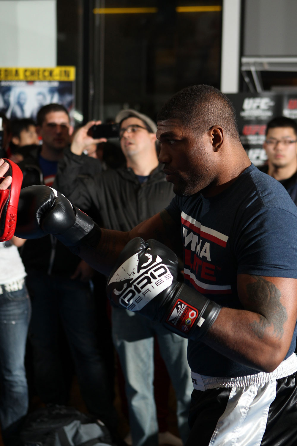 TOKYO, JAPAN - FEBRUARY 22: Quinton "Rampage" Jackson works out for the media during the UFC 144 open workouts at Gold's Gym on February 22, 2012 in Tokyo, Japan. (Photo by Josh Hedges/Zuffa LLC/Zuffa LLC via Getty Images) *** Local Caption *** Quinton Jackson