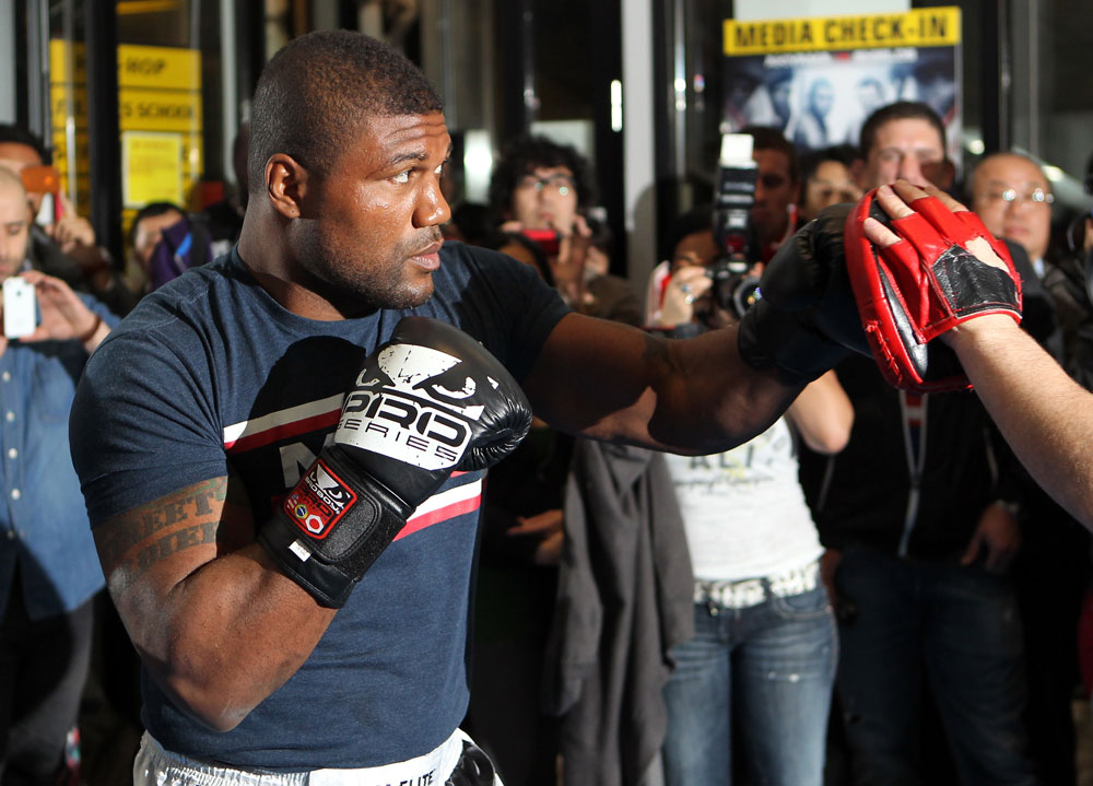 TOKYO, JAPAN - FEBRUARY 22: Quinton "Rampage" Jackson works out for the media during the UFC 144 open workouts at Gold's Gym on February 22, 2012 in Tokyo, Japan. (Photo by Josh Hedges/Zuffa LLC/Zuffa LLC via Getty Images) *** Local Caption *** Quinton Jackson