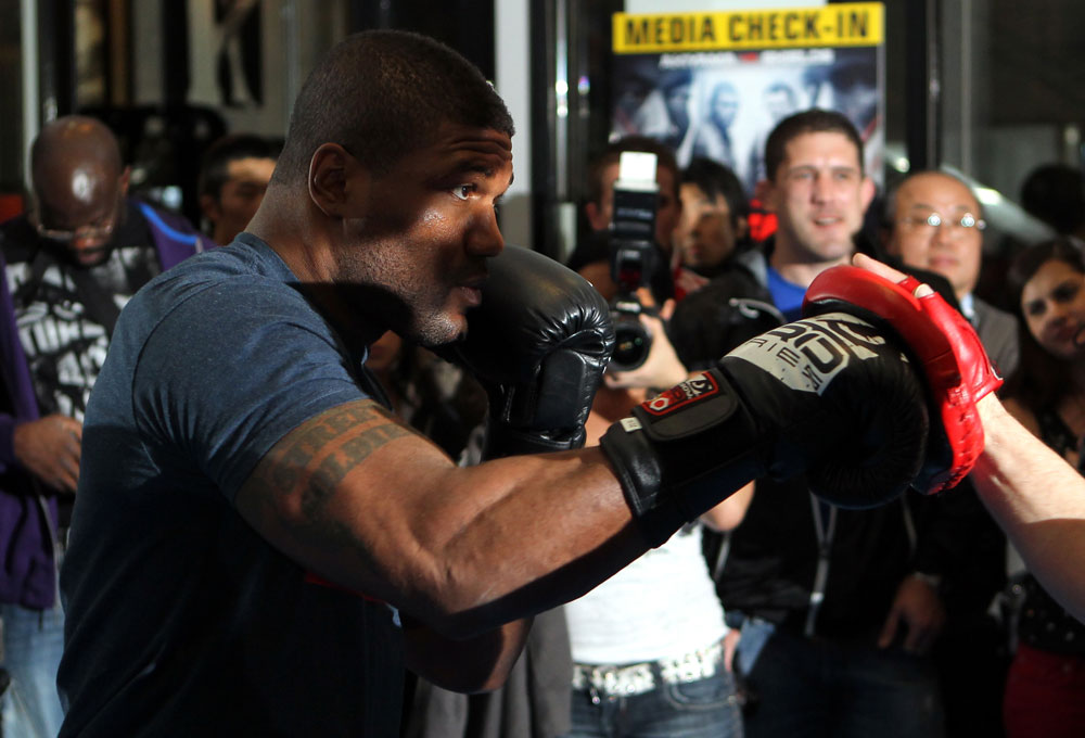 TOKYO, JAPAN - FEBRUARY 22: Quinton "Rampage" Jackson works out for the media during the UFC 144 open workouts at Gold's Gym on February 22, 2012 in Tokyo, Japan. (Photo by Josh Hedges/Zuffa LLC/Zuffa LLC via Getty Images) *** Local Caption *** Quinton Jackson