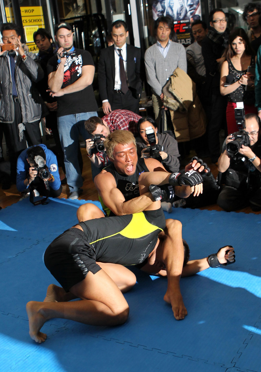 TOKYO, JAPAN - FEBRUARY 22: Yoshihiro Akiyama works out for the media during the UFC 144 open workouts at Gold's Gym on February 22, 2012 in Tokyo, Japan. (Photo by Josh Hedges/Zuffa LLC/Zuffa LLC via Getty Images) *** Local Caption *** Yoshihiro Akiyama