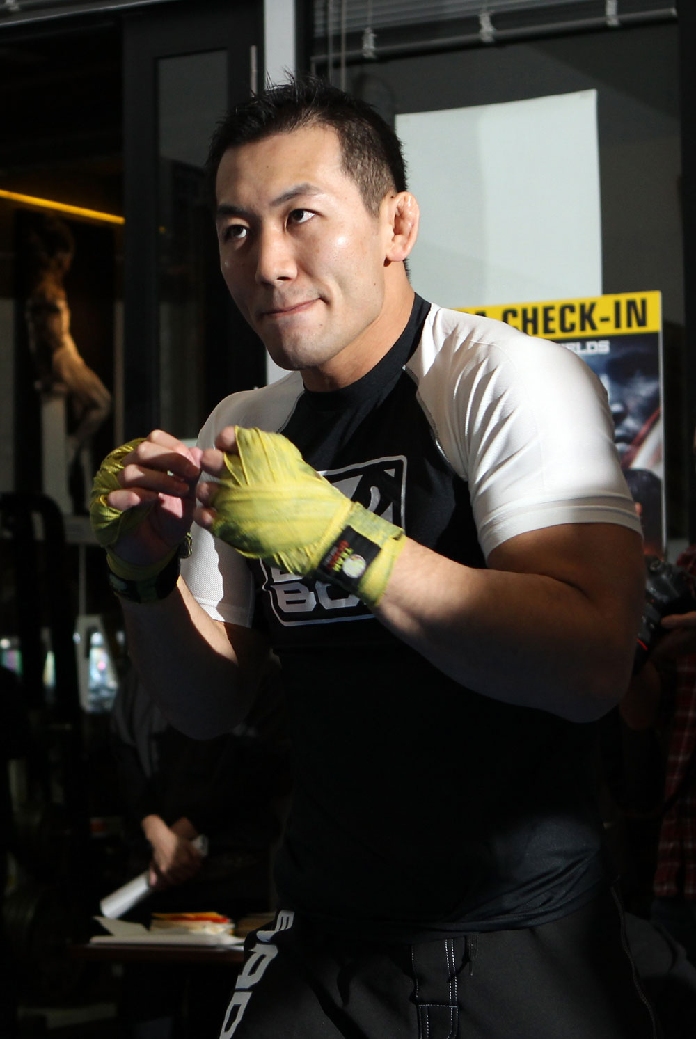 TOKYO, JAPAN - FEBRUARY 22: Yushin Okami works out for the media during the UFC 144 open workouts at Gold's Gym on February 22, 2012 in Tokyo, Japan. (Photo by Josh Hedges/Zuffa LLC/Zuffa LLC via Getty Images) *** Local Caption *** Yushin Okami