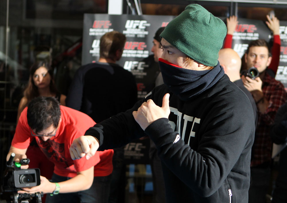 TOKYO, JAPAN - FEBRUARY 22: Takanori Gomi works out for the media during the UFC 144 open workouts at Gold's Gym on February 22, 2012 in Tokyo, Japan. (Photo by Josh Hedges/Zuffa LLC/Zuffa LLC via Getty Images) *** Local Caption *** Takanori Gomi