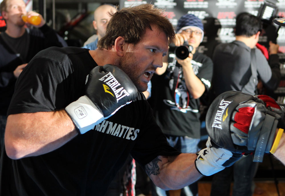 TOKYO, JAPAN - FEBRUARY 22: Ryan Bader works out for the media during the UFC 144 open workouts at Gold's Gym on February 22, 2012 in Tokyo, Japan. (Photo by Josh Hedges/Zuffa LLC/Zuffa LLC via Getty Images) *** Local Caption *** Ryan Bader