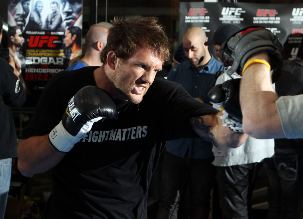 TOKYO, JAPAN - FEBRUARY 22: Ryan Bader works out for the media during the UFC 144 open workouts at Gold's Gym on February 22, 2012 in Tokyo, Japan. (Photo by Josh Hedges/Zuffa LLC/Zuffa LLC via Getty Images) *** Local Caption *** Ryan Bader