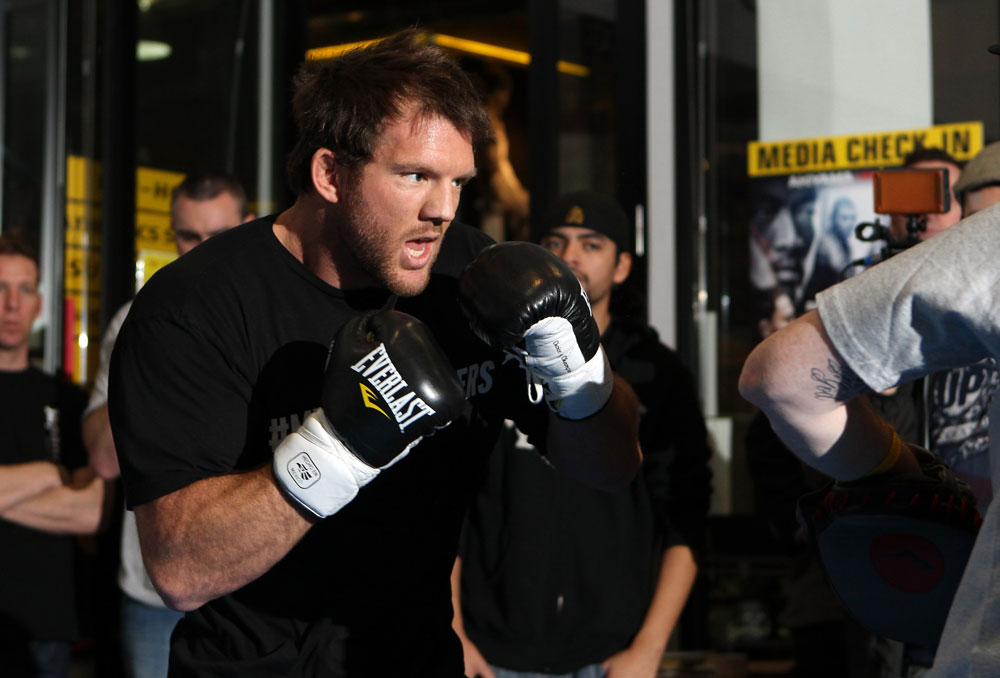 TOKYO, JAPAN - FEBRUARY 22: Ryan Bader works out for the media during the UFC 144 open workouts at Gold's Gym on February 22, 2012 in Tokyo, Japan. (Photo by Josh Hedges/Zuffa LLC/Zuffa LLC via Getty Images) *** Local Caption *** Ryan Bader