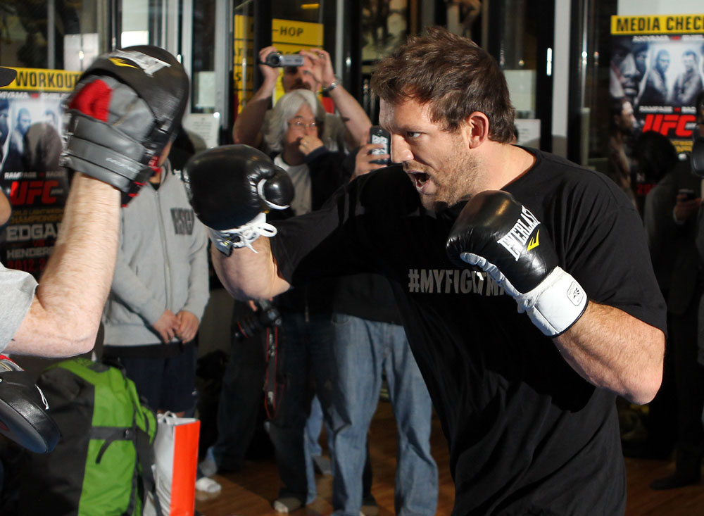 TOKYO, JAPAN - FEBRUARY 22: Ryan Bader works out for the media during the UFC 144 open workouts at Gold's Gym on February 22, 2012 in Tokyo, Japan. (Photo by Josh Hedges/Zuffa LLC/Zuffa LLC via Getty Images) *** Local Caption *** Ryan Bader