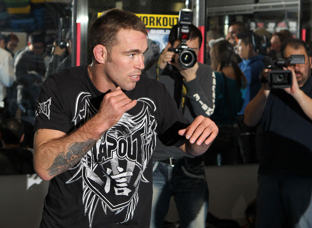 TOKYO, JAPAN - FEBRUARY 22: Jake Shields works out for the media during the UFC 144 open workouts at Gold's Gym on February 22, 2012 in Tokyo, Japan. (Photo by Josh Hedges/Zuffa LLC/Zuffa LLC via Getty Images) *** Local Caption *** Jake Shields