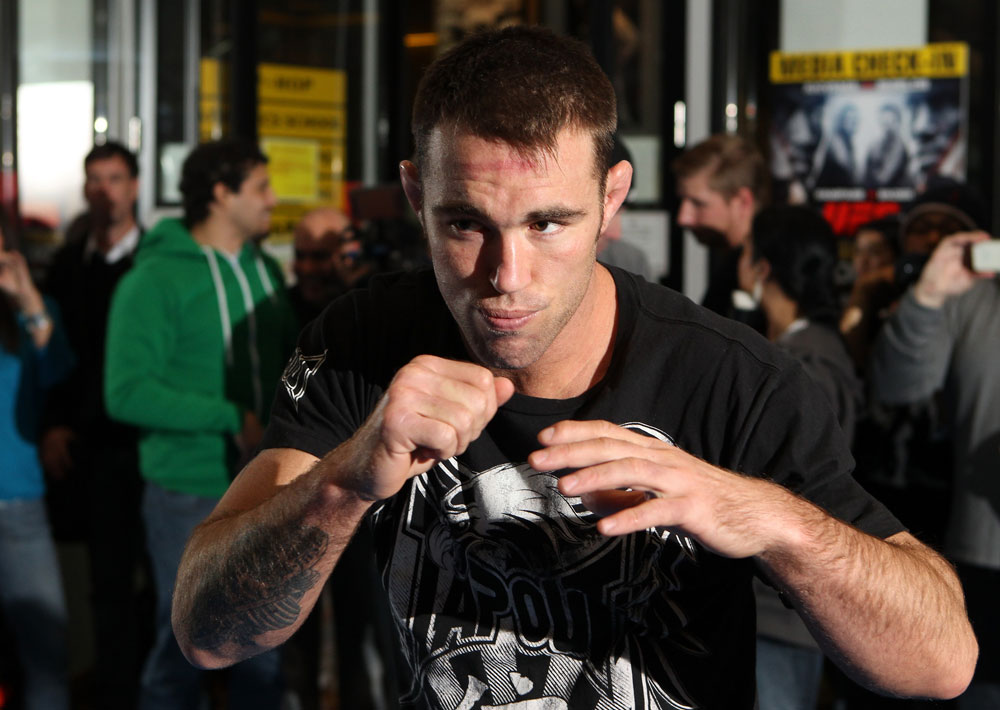 TOKYO, JAPAN - FEBRUARY 22: Jake Shields works out for the media during the UFC 144 open workouts at Gold's Gym on February 22, 2012 in Tokyo, Japan. (Photo by Josh Hedges/Zuffa LLC/Zuffa LLC via Getty Images) *** Local Caption *** Jake Shields