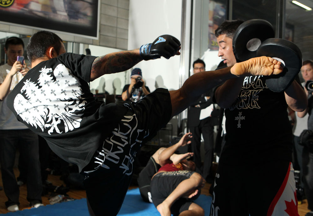 TOKYO, JAPAN - FEBRUARY 22: Norifumi "Kid" Yamamoto works out for the media during the UFC 144 open workouts at Gold's Gym on February 22, 2012 in Tokyo, Japan. (Photo by Josh Hedges/Zuffa LLC/Zuffa LLC via Getty Images) *** Local Caption *** Norifumi Yamamoto