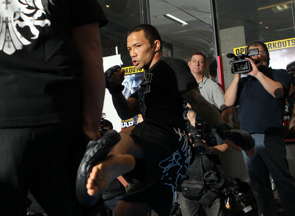 TOKYO, JAPAN - FEBRUARY 22: Norifumi "Kid" Yamamoto works out for the media during the UFC 144 open workouts at Gold's Gym on February 22, 2012 in Tokyo, Japan. (Photo by Josh Hedges/Zuffa LLC/Zuffa LLC via Getty Images) *** Local Caption *** Norifumi Yamamoto