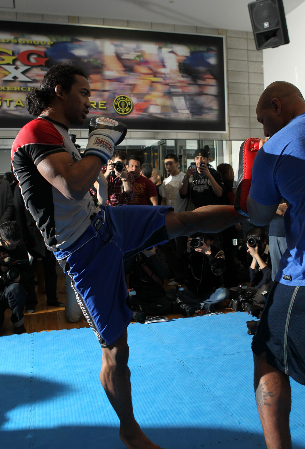 TOKYO, JAPAN - FEBRUARY 22: Benson Henderson works out for the media during the UFC 144 open workouts at Gold's Gym on February 22, 2012 in Tokyo, Japan. (Photo by Josh Hedges/Zuffa LLC/Zuffa LLC via Getty Images) *** Local Caption *** Benson Henderson