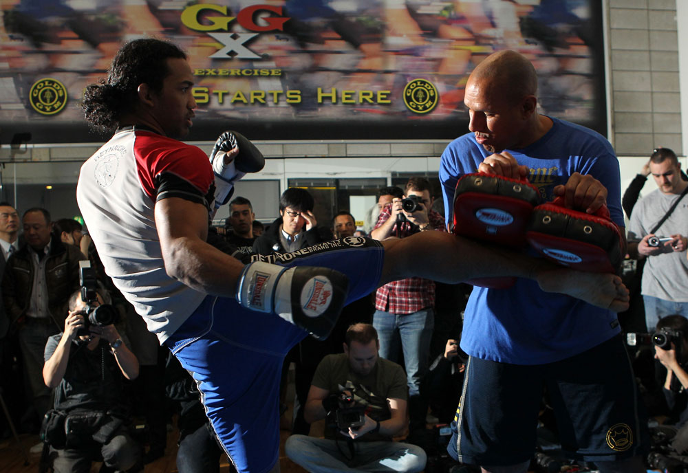 TOKYO, JAPAN - FEBRUARY 22: Benson Henderson works out for the media during the UFC 144 open workouts at Gold's Gym on February 22, 2012 in Tokyo, Japan. (Photo by Josh Hedges/Zuffa LLC/Zuffa LLC via Getty Images) *** Local Caption *** Benson Henderson