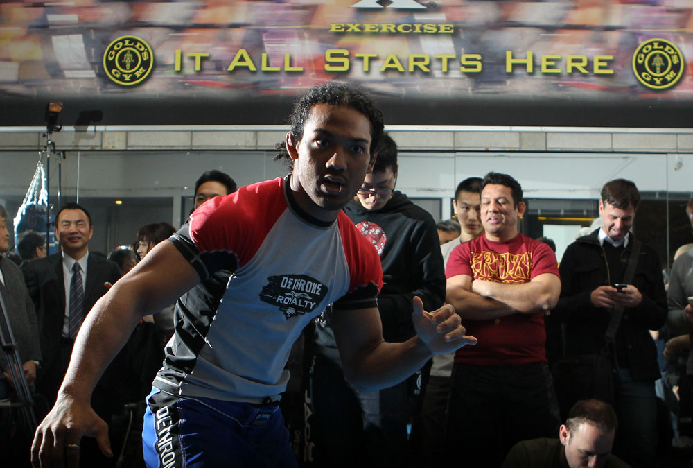 TOKYO, JAPAN - FEBRUARY 22: Benson Henderson works out for the media during the UFC 144 open workouts at Gold's Gym on February 22, 2012 in Tokyo, Japan. (Photo by Josh Hedges/Zuffa LLC/Zuffa LLC via Getty Images) *** Local Caption *** Benson Henderson