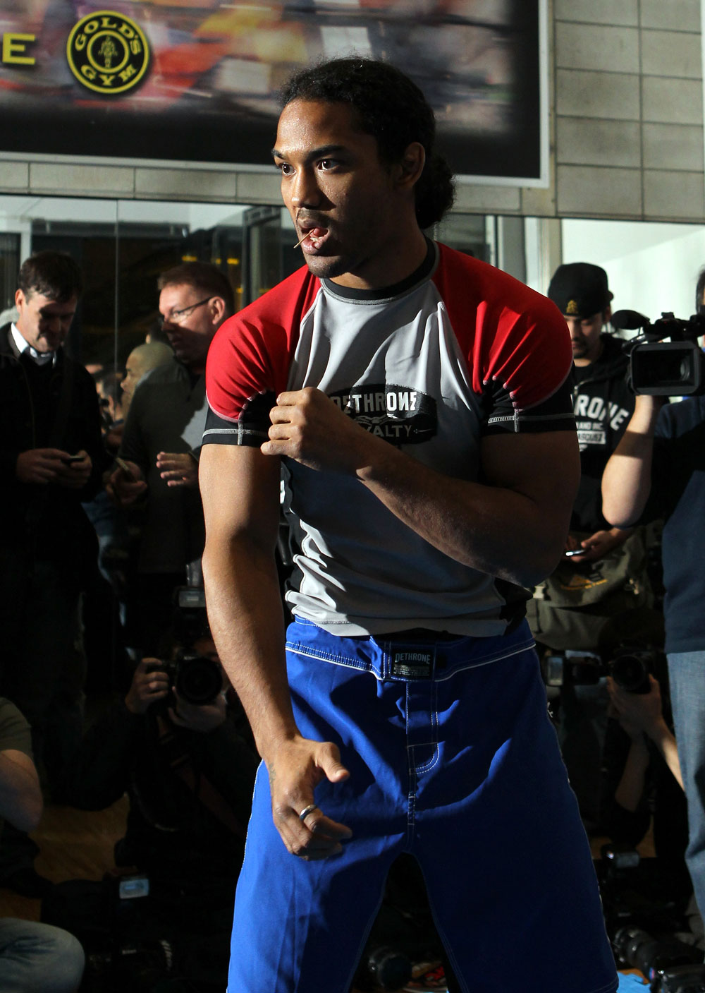 TOKYO, JAPAN - FEBRUARY 22: Benson Henderson works out for the media during the UFC 144 open workouts at Gold's Gym on February 22, 2012 in Tokyo, Japan. (Photo by Josh Hedges/Zuffa LLC/Zuffa LLC via Getty Images) *** Local Caption *** Benson Henderson