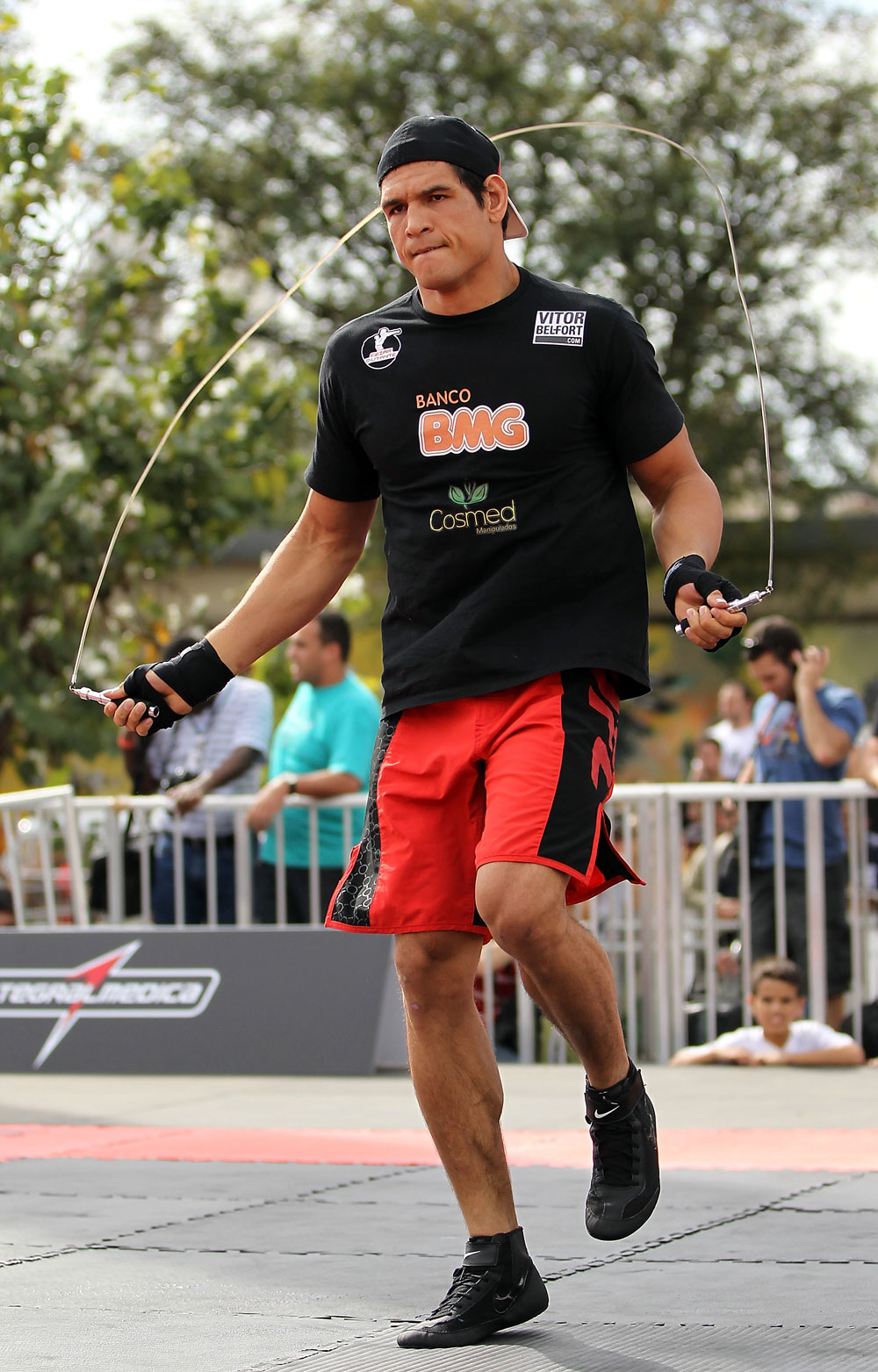 BELO HORIZONTE, BRAZIL - JUNE 20:   Cezar Ferreira works out for the fans and media during the UFC 147 open workouts at Praca da Estacao on June 20, 2012 in Belo Horizonte, Brazil.  (Photo by Josh Hedges/Zuffa LLC/Zuffa LLC via Getty Images)